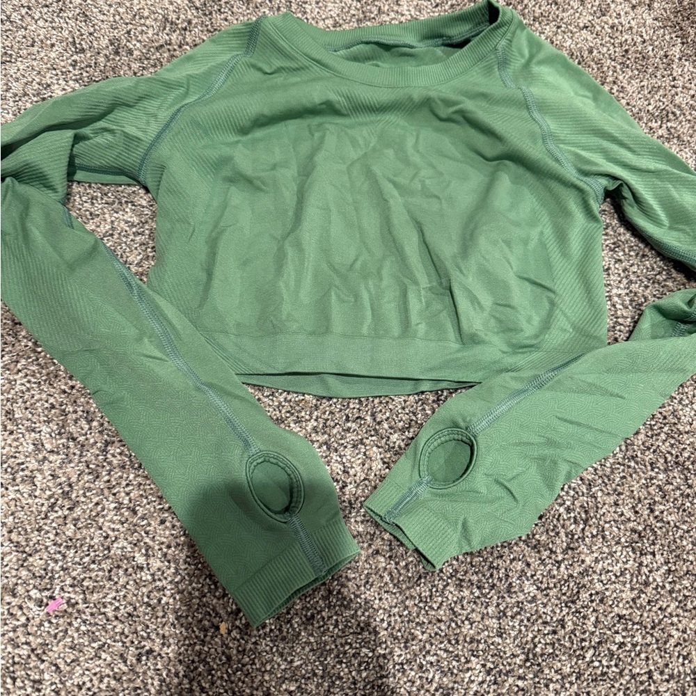 Alphalete Forest Green Long Sleeve Crop Top